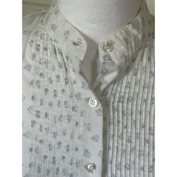 Vintage Rrrruss Blue White Floral Button Up Top Cottagecore Grannycore READ - Picture 2 of 13